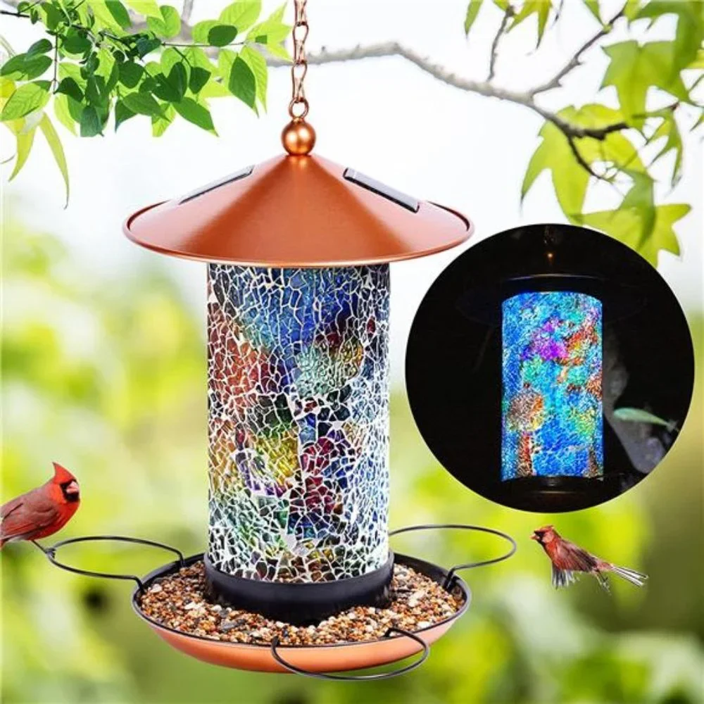 2023 Newest Solar Wild Bird Feeder Hanging for Garden Yard Outside Decoration